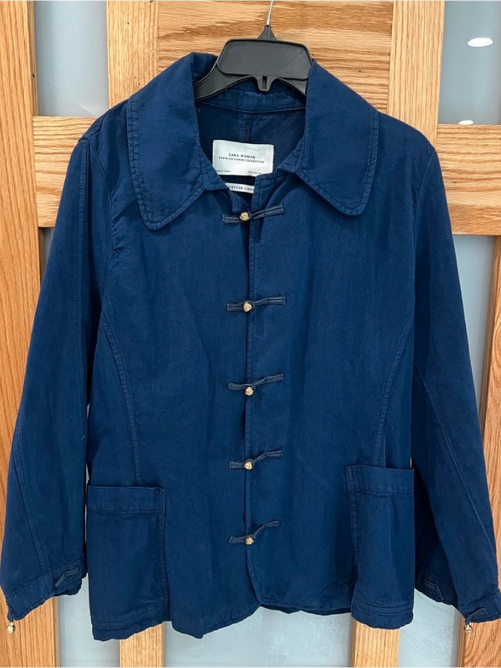 Zara Cotton Linen Jacket with Gold Toggles